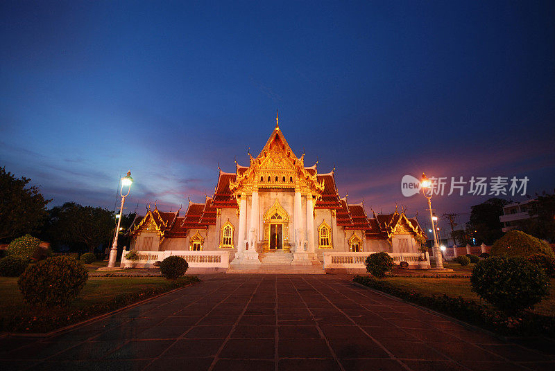 亚洲，大理石寺庙(Wat Benchamabophit)，曼谷，泰国。